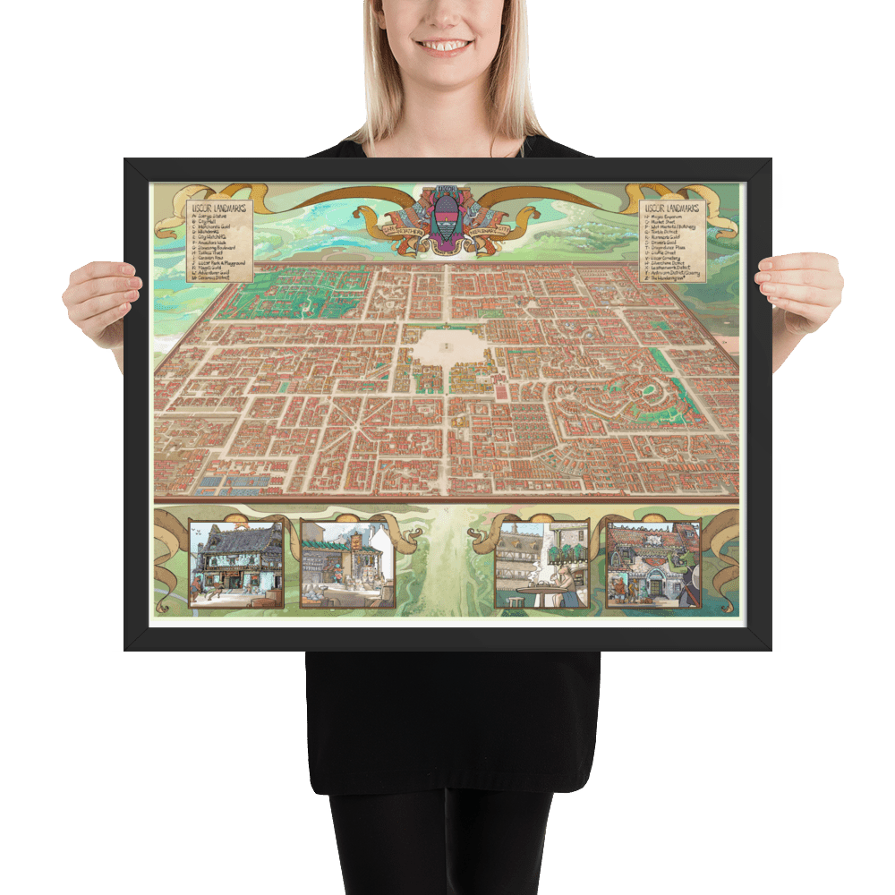 Map Of Liscor Matte Poster (Framed) - The Wandering Inn Store - pirateaba