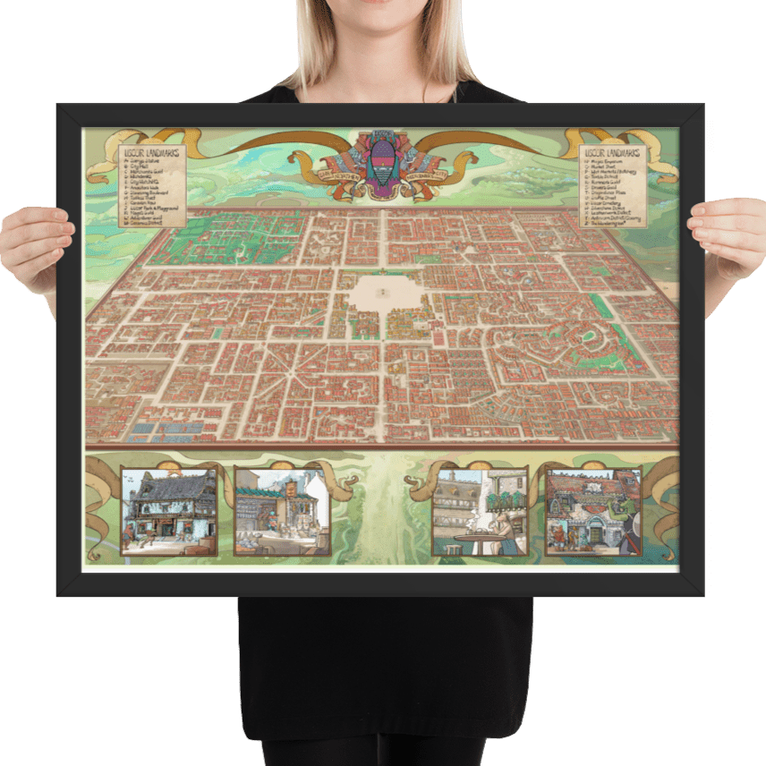 Map Of Liscor Matte Poster (Framed) - The Wandering Inn Store - pirateaba