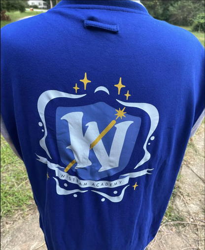 Back of The Wandering Inn letterman jacket showing the Wistram Academy crest