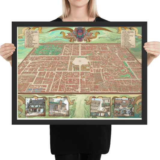 Map Of Liscor Matte Poster (Framed) - The Wandering Inn Store - pirateaba